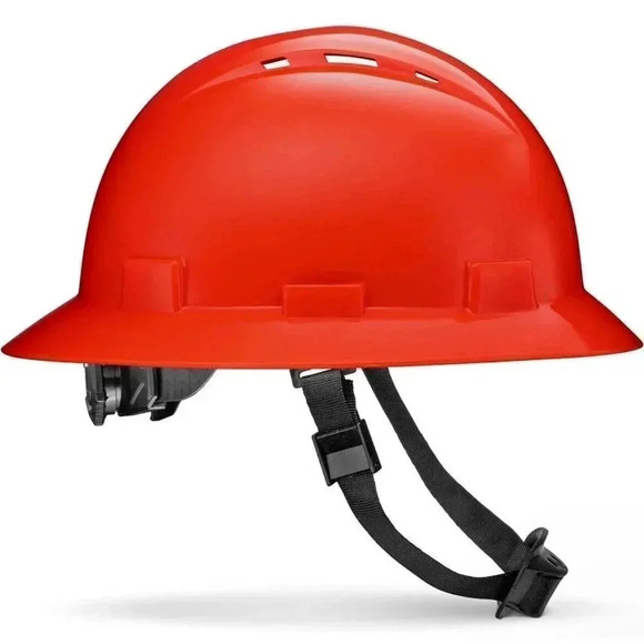 ACERPAL Full Brim Vented Red Finish Construction Hard Hat Work OSHA Approved - Picture 6 of 12